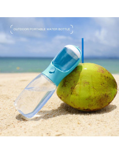 Botella de Agua para Perros Avelora 300ml Azul 2 en 1 2