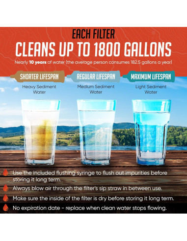 2 Popotes de Agua de Emergencia Practical Survival - Filtros 6813 L