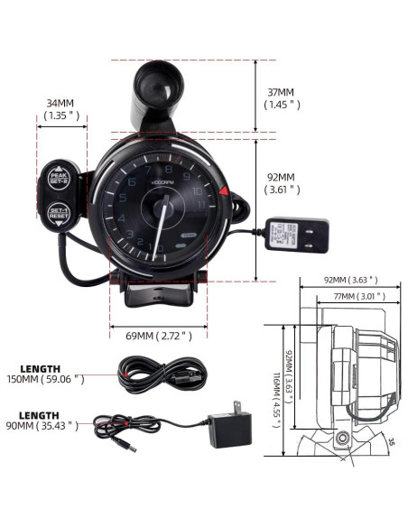 Tacómetro RASTP 12V para Simuladores de Carreras PC