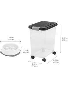 Contenedor de Comida para Perros IRIS USA 13,61 kg + Cuenco Lento 2