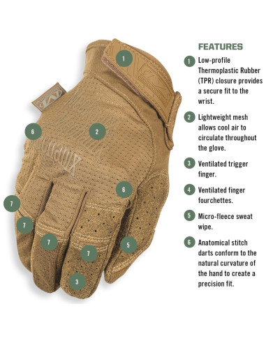 Guantes Mechanix Wear Specialty Vent Tácticos Marrón Grande