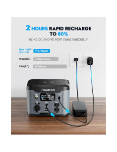 Estación de Energía Portátil Powdeom 300W 296Wh Cargador Solar 2