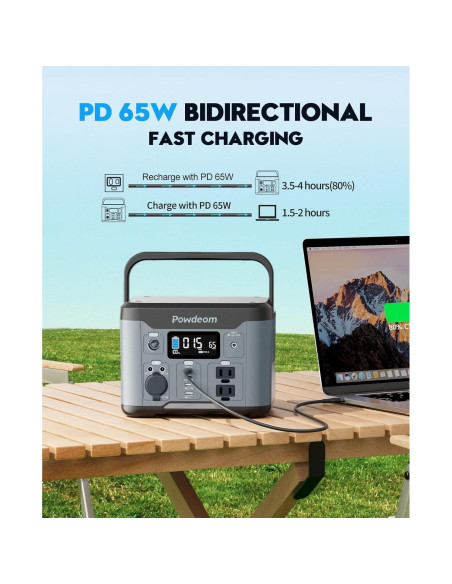 Estación de Energía Portátil Powdeom 300W 296Wh Cargador Solar