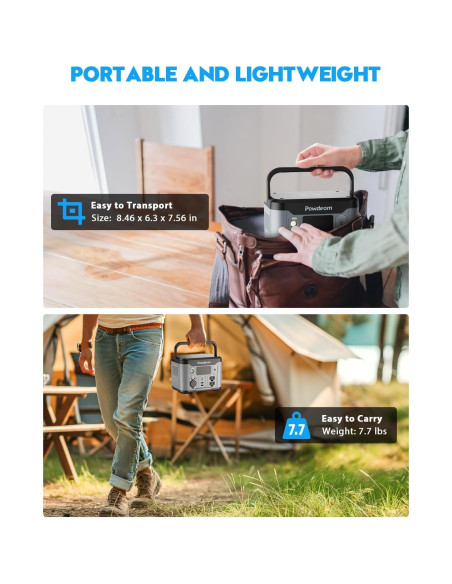Estación de Energía Portátil Powdeom 300W 296Wh Cargador Solar