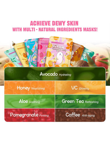 Mascarillas Faciales ZealSea 7 Piezas Hidratantes Naturales