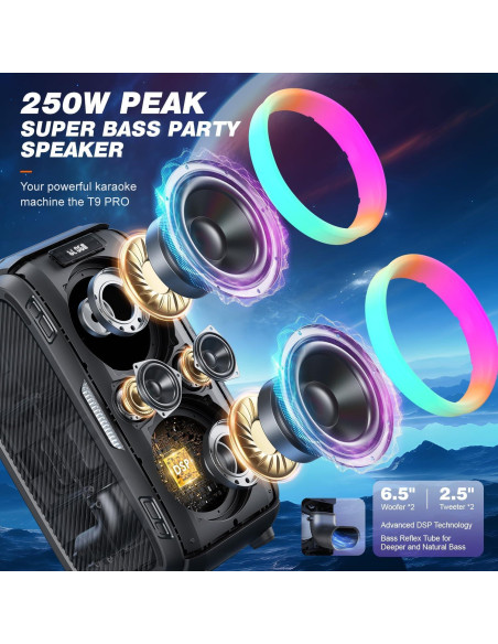 Altavoz Bluetooth W-KING T9 Pro 250W 10.7kg IPX5