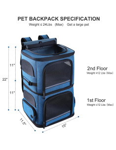 Mochila Transportadora Doble para Gatos Groxkox Azul 2 en 1 2