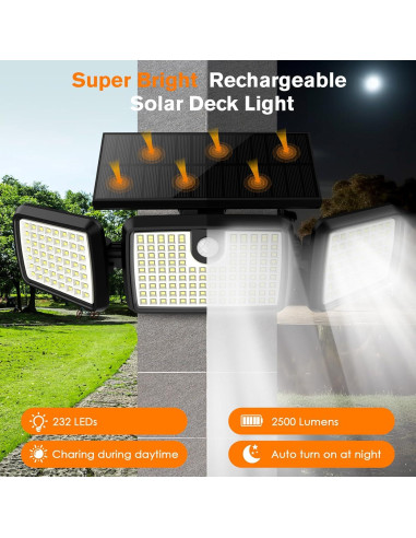 Luces Solares Exteriores Mihani 232 LEDs Carga Rápida 2 Pcs