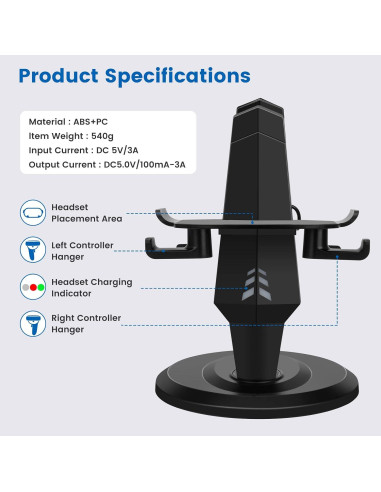 Soporte de Carga VR Alcopanda para Meta Quest 2 y PSVR 2