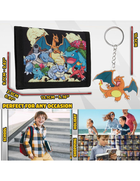 Conjunto Cartera Trifold y Llavero Pokémon Niños - Pikachu