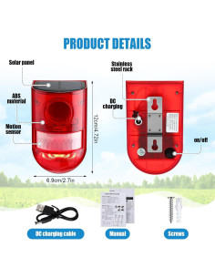 Alarma Solar Qualirey con Sensor de Movimiento 129dB - 6 Piezas 2