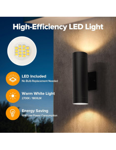 Aplique de Pared Exterior LUTEC LED 16W 2700K Negro Mate 2