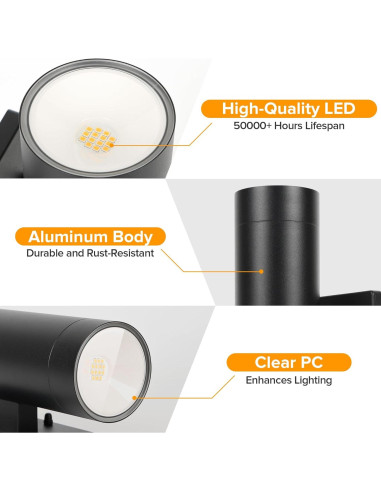 Aplique de Pared Exterior LUTEC LED 16W 2700K Negro Mate