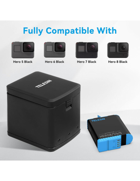 Baterías y Cargador Rápido TELESIN para GoPro Hero 8/7/6/5