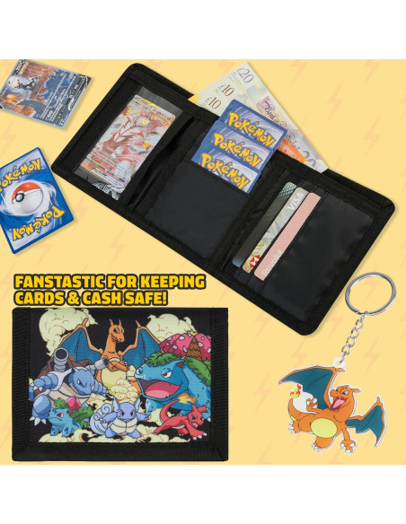 Conjunto Cartera Trifold y Llavero Pokémon Niños - Pikachu