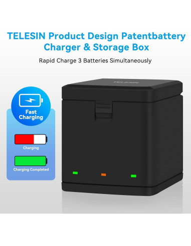 Baterías y Cargador Rápido TELESIN para GoPro Hero 8/7/6/5