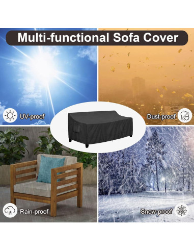 Cubierta de Sofá Exterior PureFit 3 Plazas Impermeable Negra