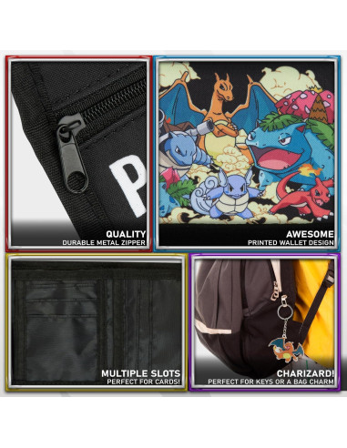 Conjunto Cartera Trifold y Llavero Pokémon Niños - Pikachu