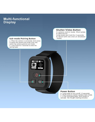 Control Remoto Inalámbrico GoPro Hero 13/12/11/10/9/8 - 81.99m