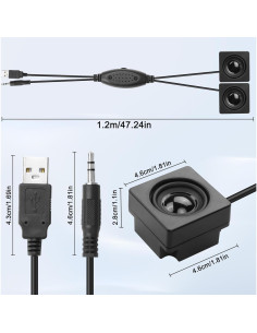 Mini Altavoz Estéreo Yingtuyou SP1532 USB 5V para PC 2