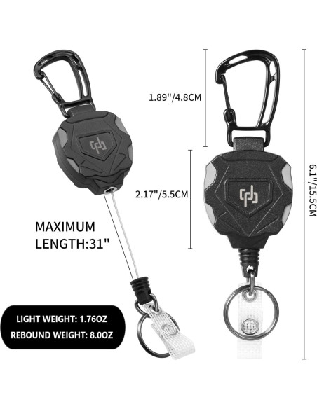 Paquete de 2 llaveros retráctiles SHENGXIN con mosquetón