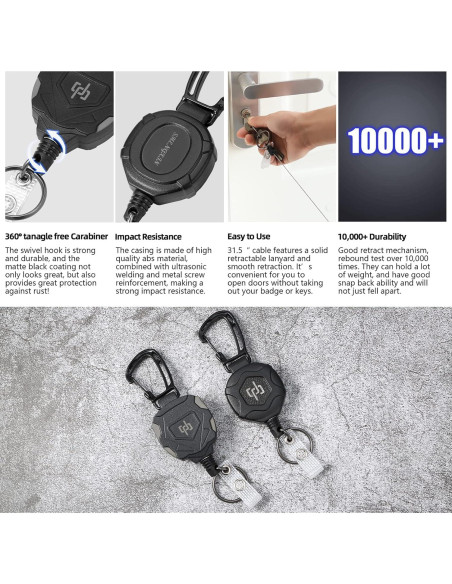 Paquete de 2 llaveros retráctiles SHENGXIN con mosquetón