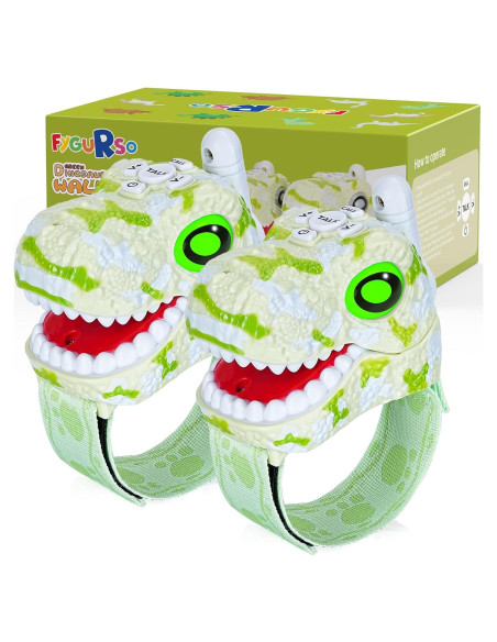 Walkie Talkies Dinosaurio Fygurso Verde 1000m Rango 2 Pzs
