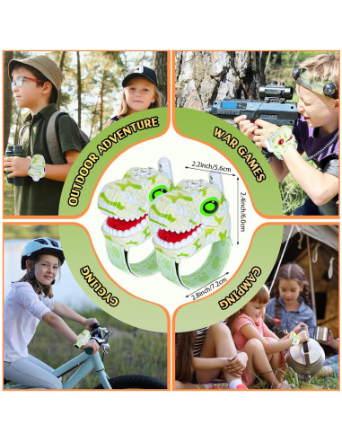 Walkie Talkies Dinosaurio Fygurso Verde 1000m Rango 2 Pzs