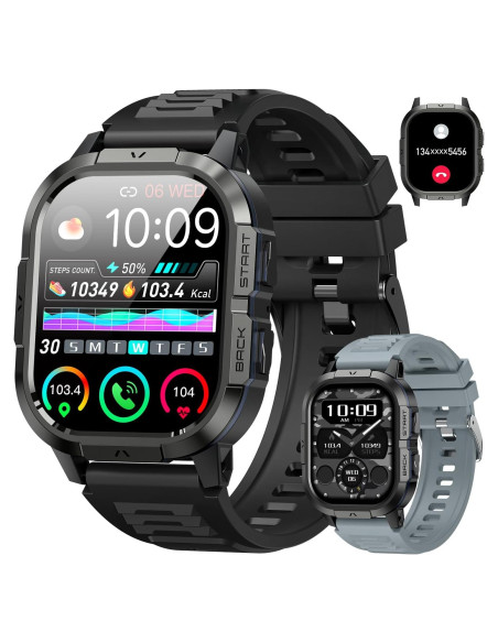 Reloj Inteligente Militar P110 Negro con Monitor de Salud