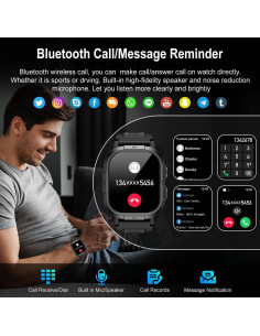Reloj Inteligente Militar P110 Negro con Monitor de Salud 2