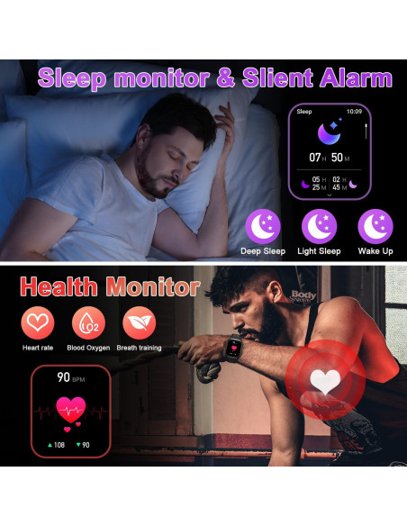 Reloj Inteligente Militar P110 Negro con Monitor de Salud