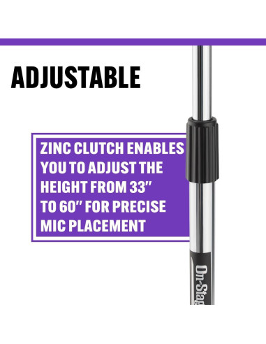 Soporte de micrófono ajustable On Stage MS7201C - Cromo