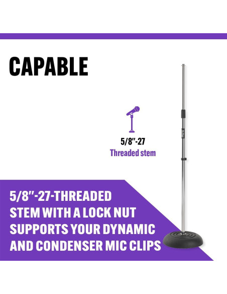 Soporte de micrófono ajustable On Stage MS7201C - Cromo