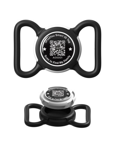 Soporte para Collar de Perro ILFINDYOU AirTag Negro QR