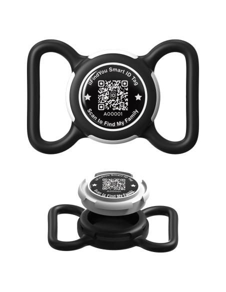 Soporte para Collar de Perro ILFINDYOU AirTag Negro QR Soporte para Collar de Perro ILFINDYOU AirTag Negro QR