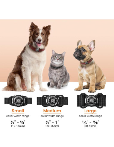 Soporte para Collar de Perro ILFINDYOU AirTag Negro QR