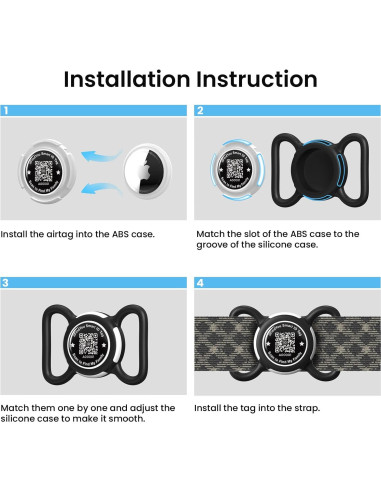 Soporte para Collar de Perro ILFINDYOU AirTag Negro QR