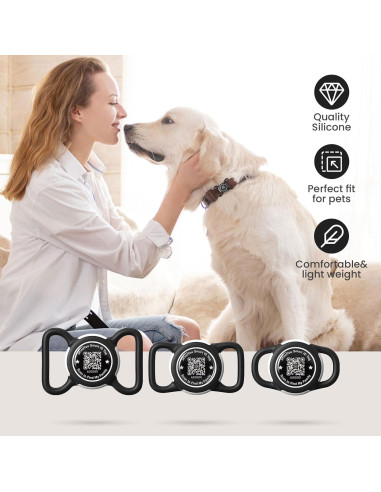 Soporte para Collar de Perro ILFINDYOU AirTag Negro QR