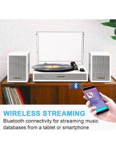 Reproductor de Vinilo TANLANIN TE-2028WT 3 Velocidades Madera 2