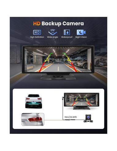 Pantalla Podofo 10.26" Carplay Android Auto Inalámbrica