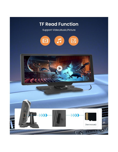 Pantalla Podofo 10.26" Carplay Android Auto Inalámbrica