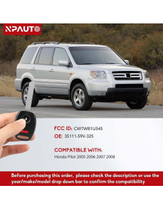 Llavero remoto NPAUTO para Honda Pilot 2005-2008, 2 piezas 2