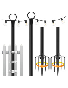 Paquete de 2 postes Mutovlin para luces de cuerda 3,05 m