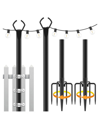 Paquete de 2 postes Mutovlin para luces de cuerda 3,05 m