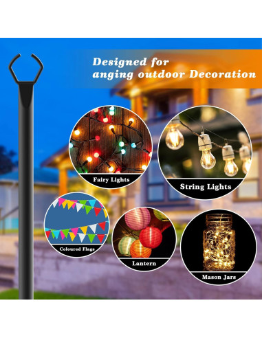 Paquete de 2 postes Mutovlin para luces de cuerda 3,05 m