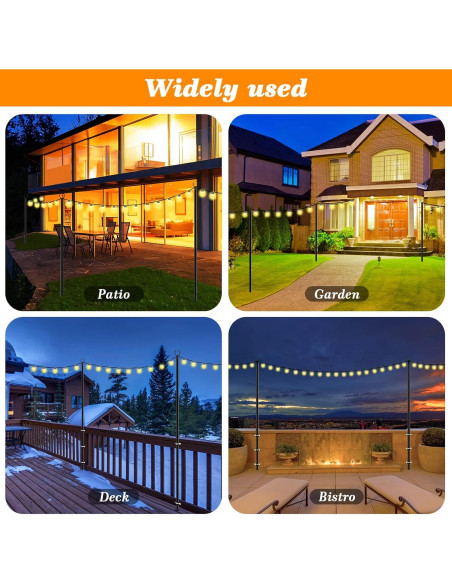 Paquete de 2 postes Mutovlin para luces de cuerda 3,05 m