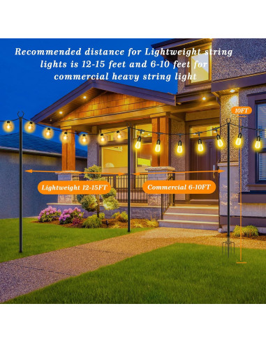 Paquete de 2 postes Mutovlin para luces de cuerda 3,05 m