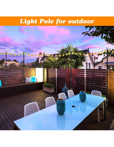 Paquete de 2 postes Mutovlin para luces de cuerda 3,05 m