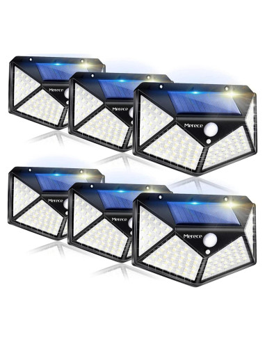 Luces Solares de Seguridad 6 Pzs 100 LED IP65 Sensor Movimiento