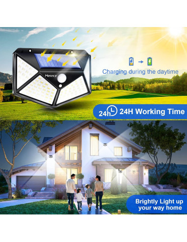 Luces Solares de Seguridad 6 Pzs 100 LED IP65 Sensor Movimiento